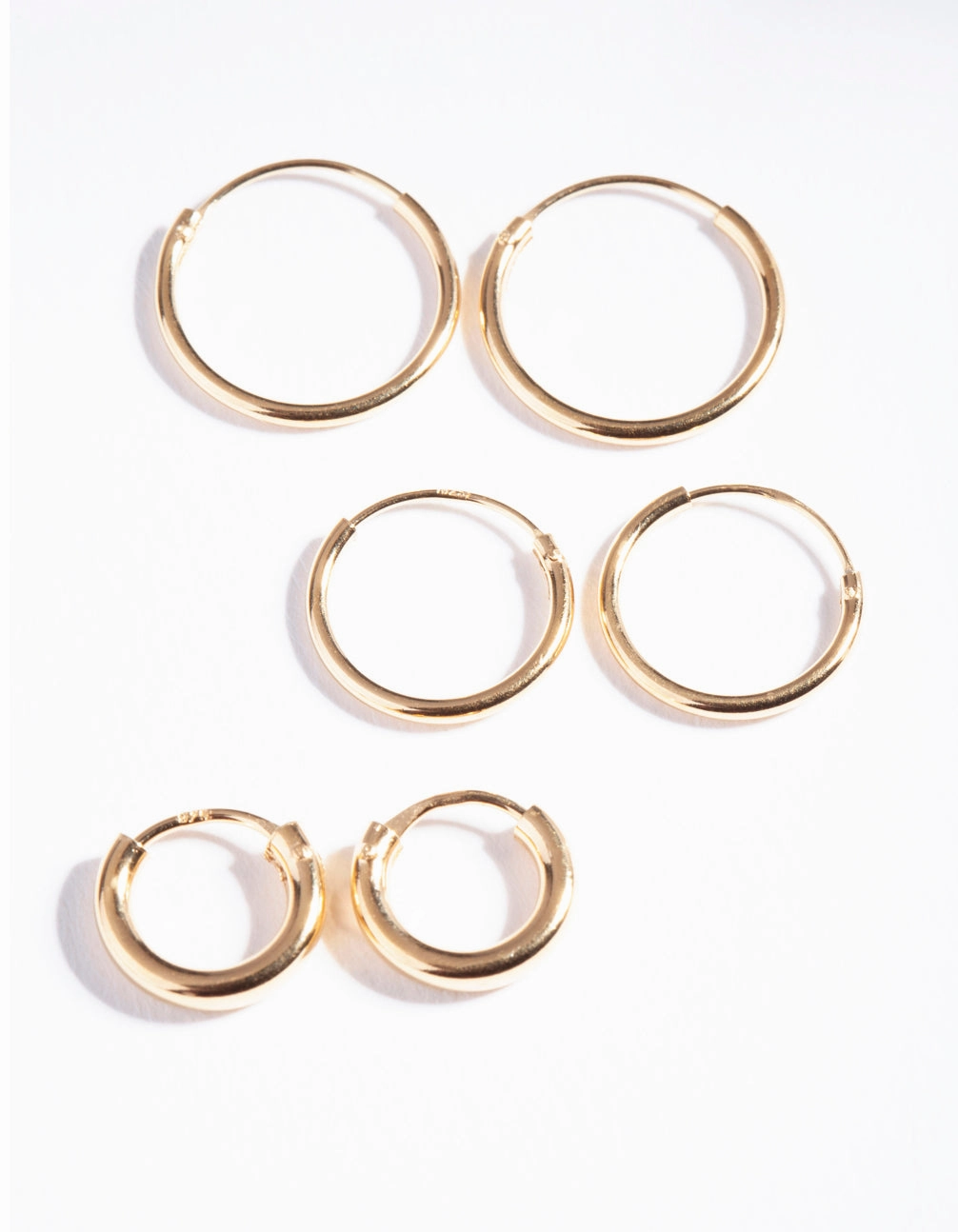 Dressed Look Gold Plated Sterling Silver Mix Thick Hoop Earring Pack