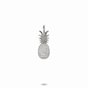 Luxurious Gem Trend Look Pineapple Pendant in White Gold with Diamonds- 20mm