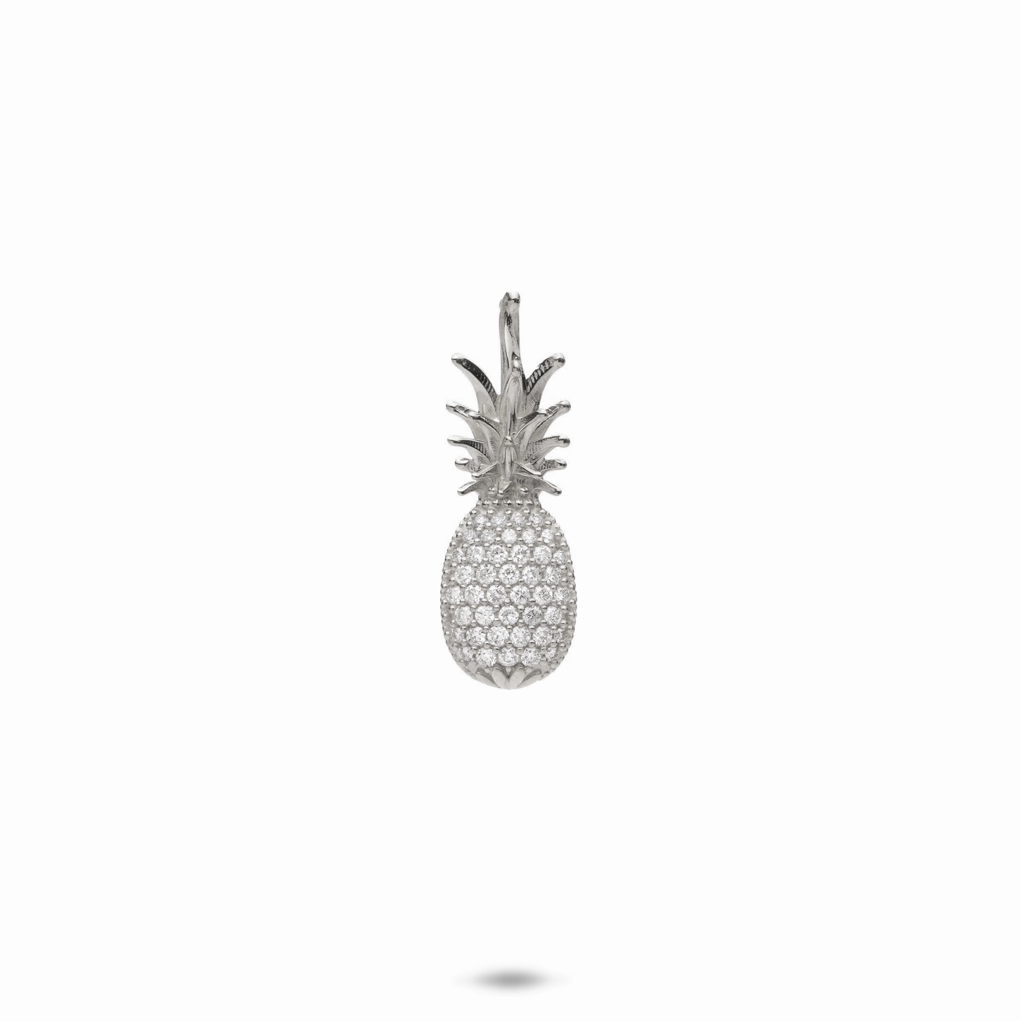 Luxurious Gem Trend Look Pineapple Pendant in White Gold with Diamonds- 20mm