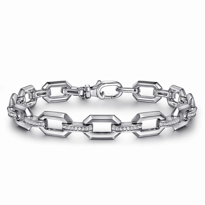 Candid Shot Sterling Silver White Sapphire Link Chain Tennis Bracelet