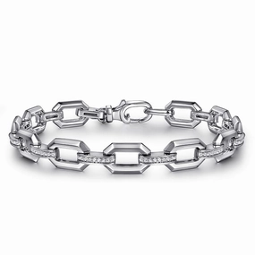 Candid Shot Sterling Silver White Sapphire Link Chain Tennis Bracelet
