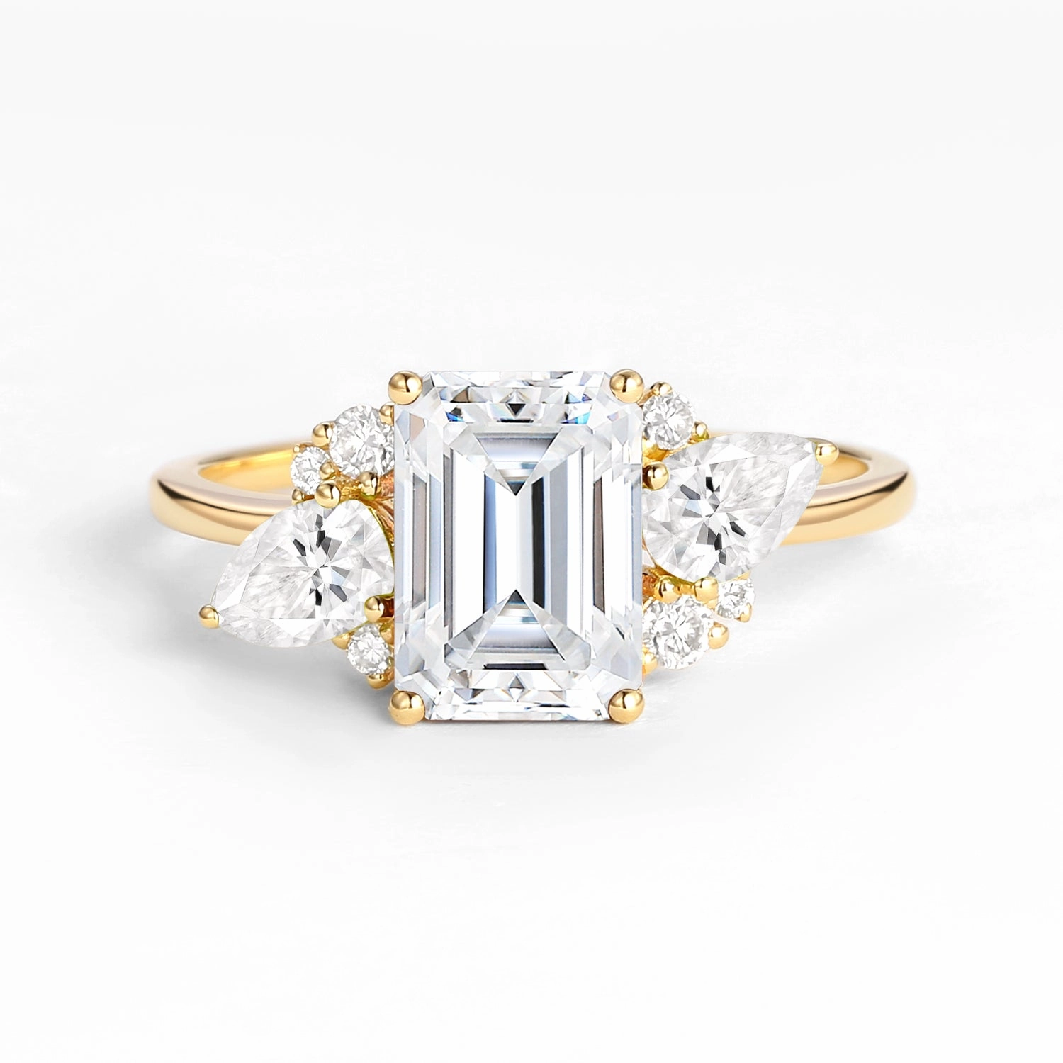 Emerald Cut Moissanite Double Pear Engagement Ring Chic Choice