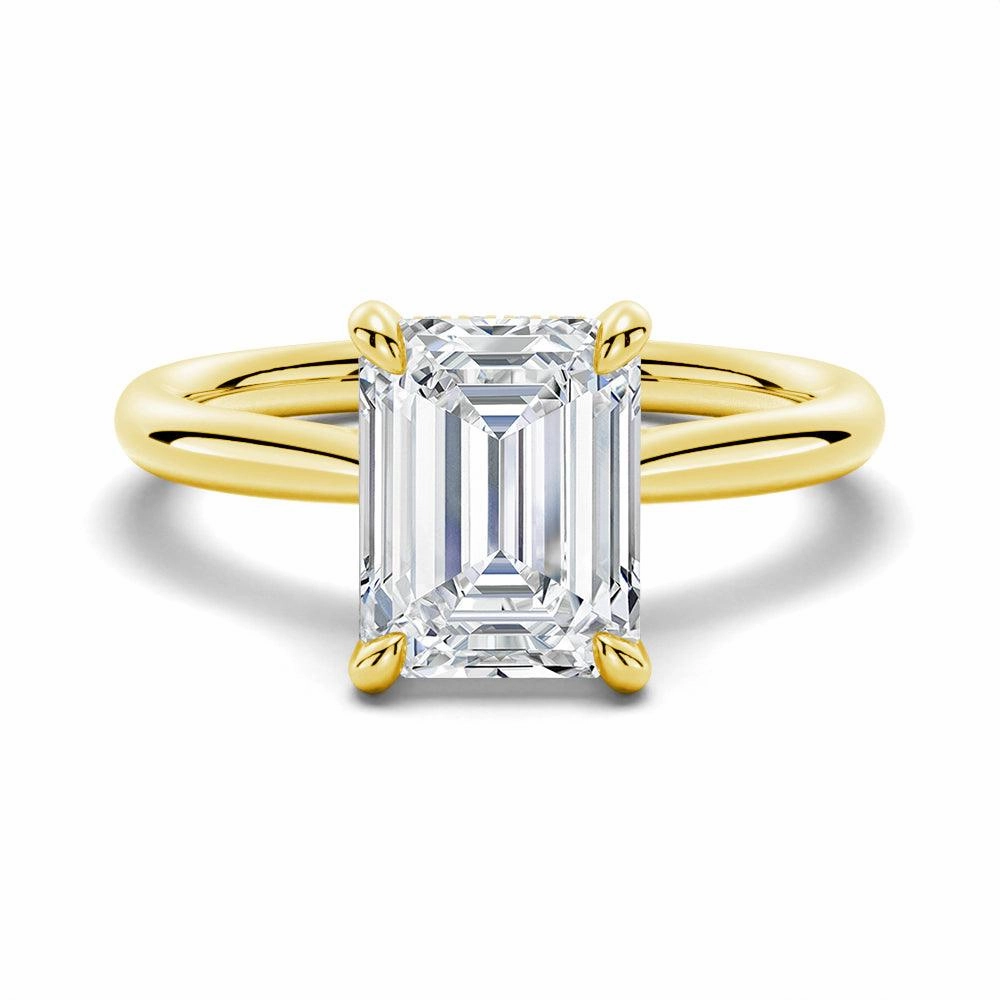 Emerald Cut Moissanite Engagement Ring With Hidden Halo Birthday Present Polished Treasures