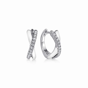 Enamel - 925 Sterling Silver White Sapphire Huggies White Enamel Radiant Jewelry Shine