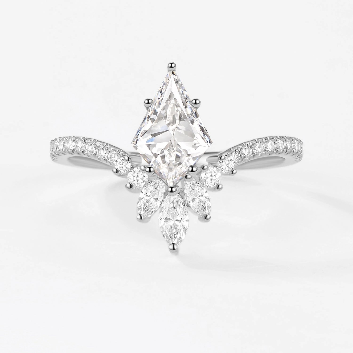 Minimal Form Contemporary Item Kite Cut Lab Grown Diamond Chevron Engagement Ring - Sylph
