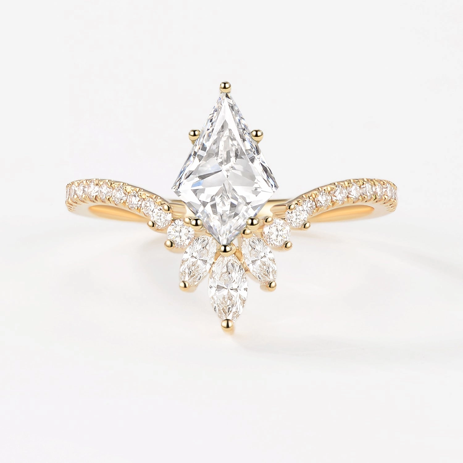 Classic Memento Kite Cut Lab Grown Diamond Chevron Engagement Ring - Sylph