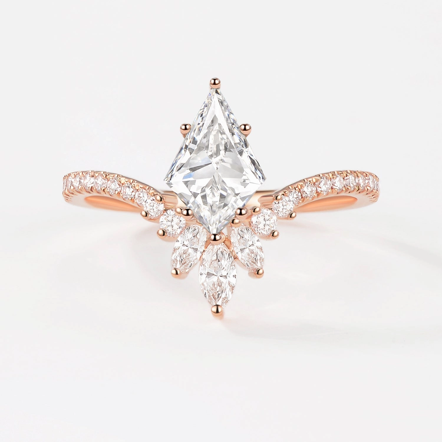 Kite Cut Lab Grown Diamond Chevron Engagement Ring - Sylph Premium Choice