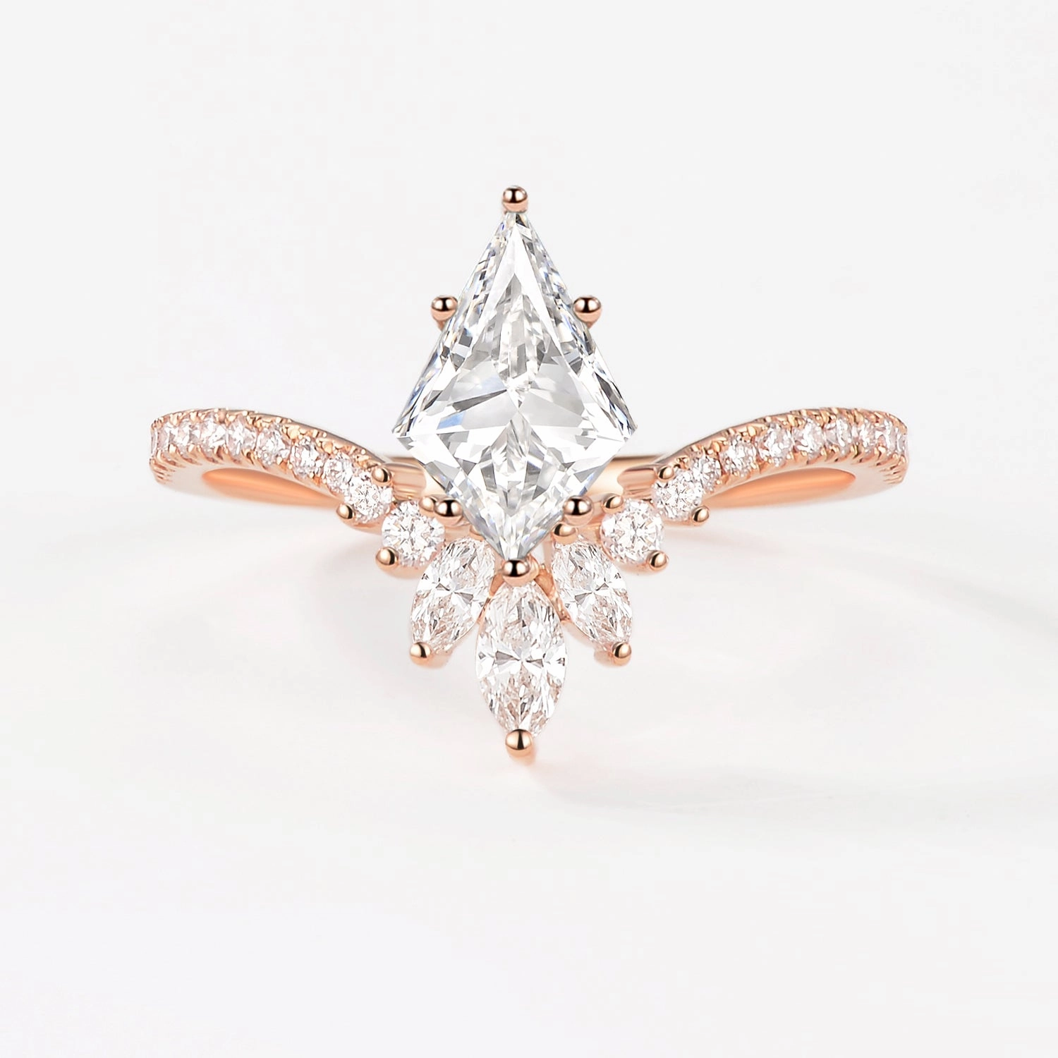 Kite Cut Lab Grown Diamond Chevron Engagement Ring - Sylph Unique Object