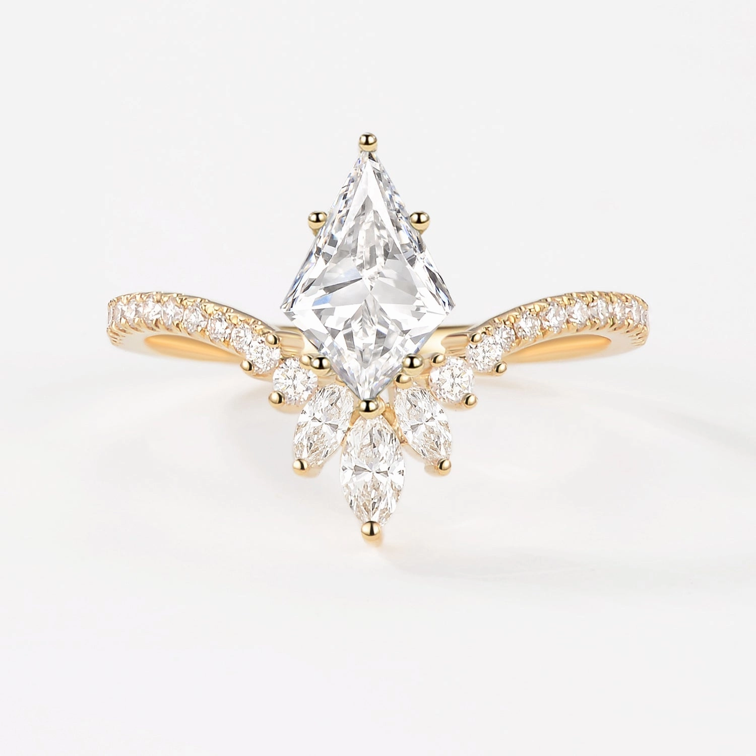 Kite Cut Lab Grown Diamond Chevron Engagement Ring - Sylph Custom Decoration