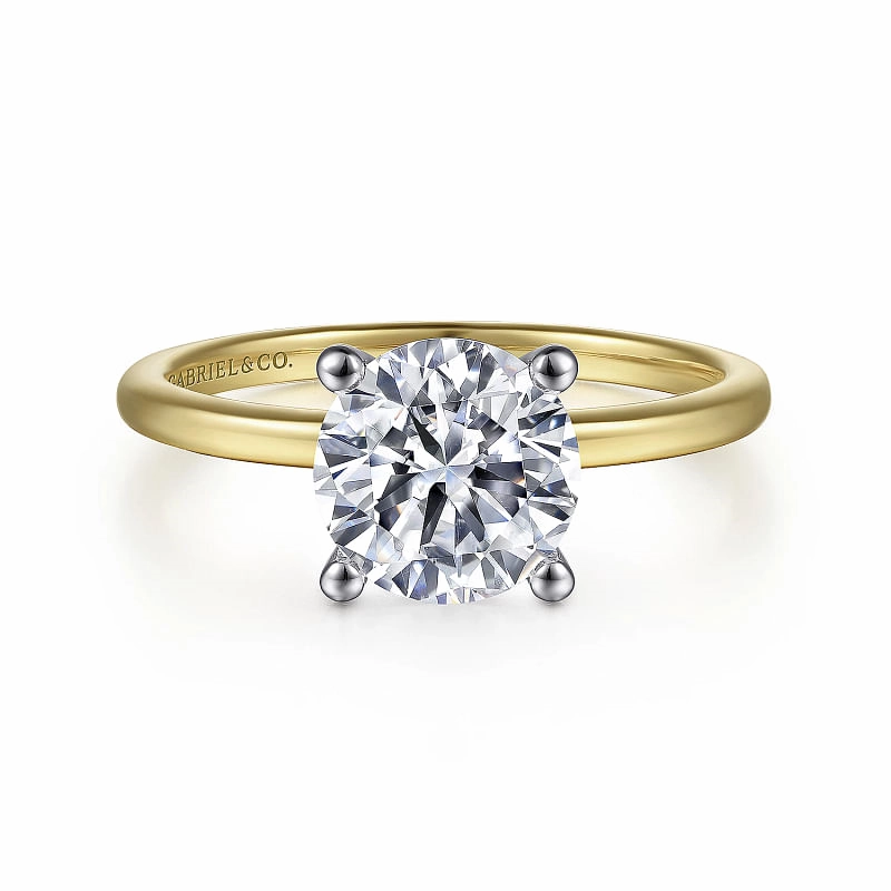 Economical Statement Timeless Trend Evelina - 14K White-Yellow Gold Diamond Engagement Ring