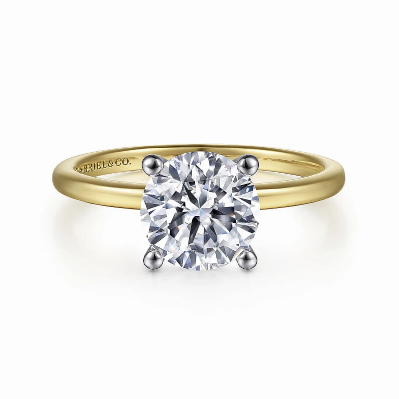 Evelina - 14K White-Yellow Gold Diamond Engagement Ring Signature Detail