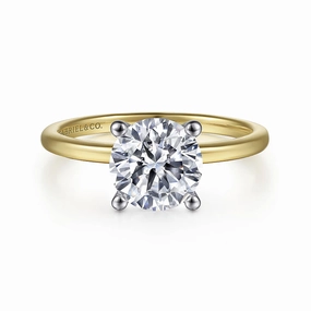 Evelina - 14K White-Yellow Gold Diamond Engagement Ring Signature Detail