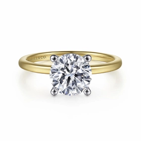 Exclusive Shine Red Tone Evelina - 14K White-Yellow Gold Diamond Engagement Ring