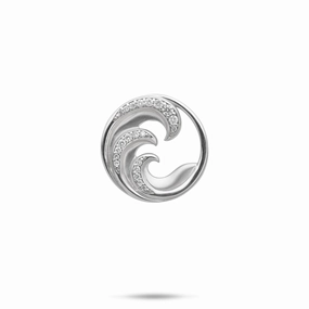 Gleaming Feature Nalu Pendant in White Gold with Diamonds - 18mm