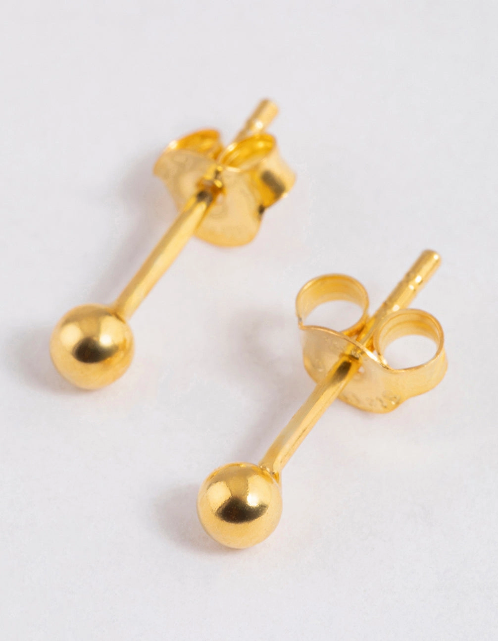 Gold Plated Sterling Silver Ball Stud Earrings 3mm Graceful Edge