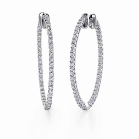 Timeless Match 14K White Gold Oval Diamond Hoop Earrings