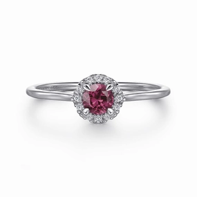 14K White Gold Pink Tourmaline and Diamond Halo Promise Ring Natural Sparkle Gifting Moment