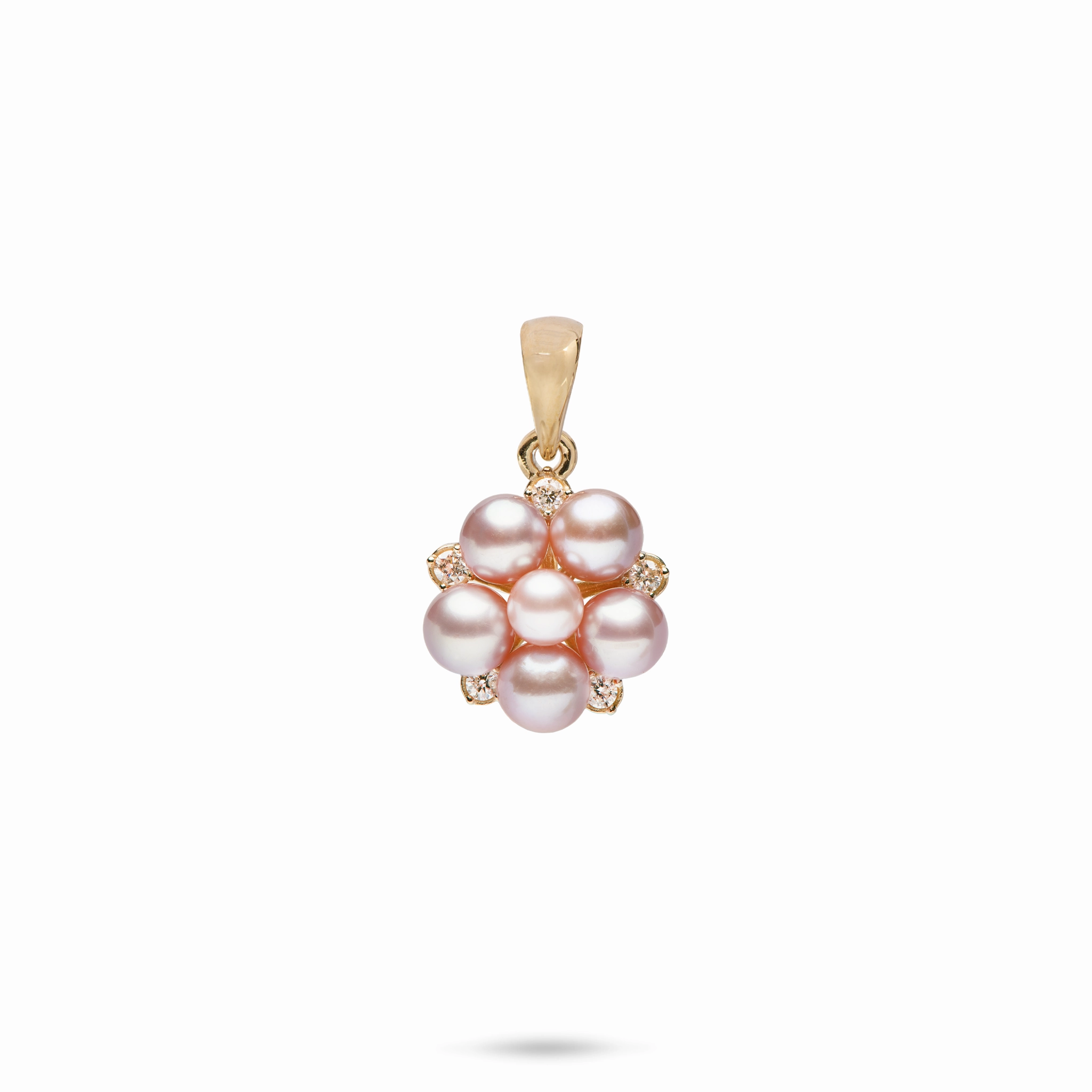 Refined Highlight Tiny Bubbles Lavender Freshwater Pearl Pendant in Gold with Diamonds