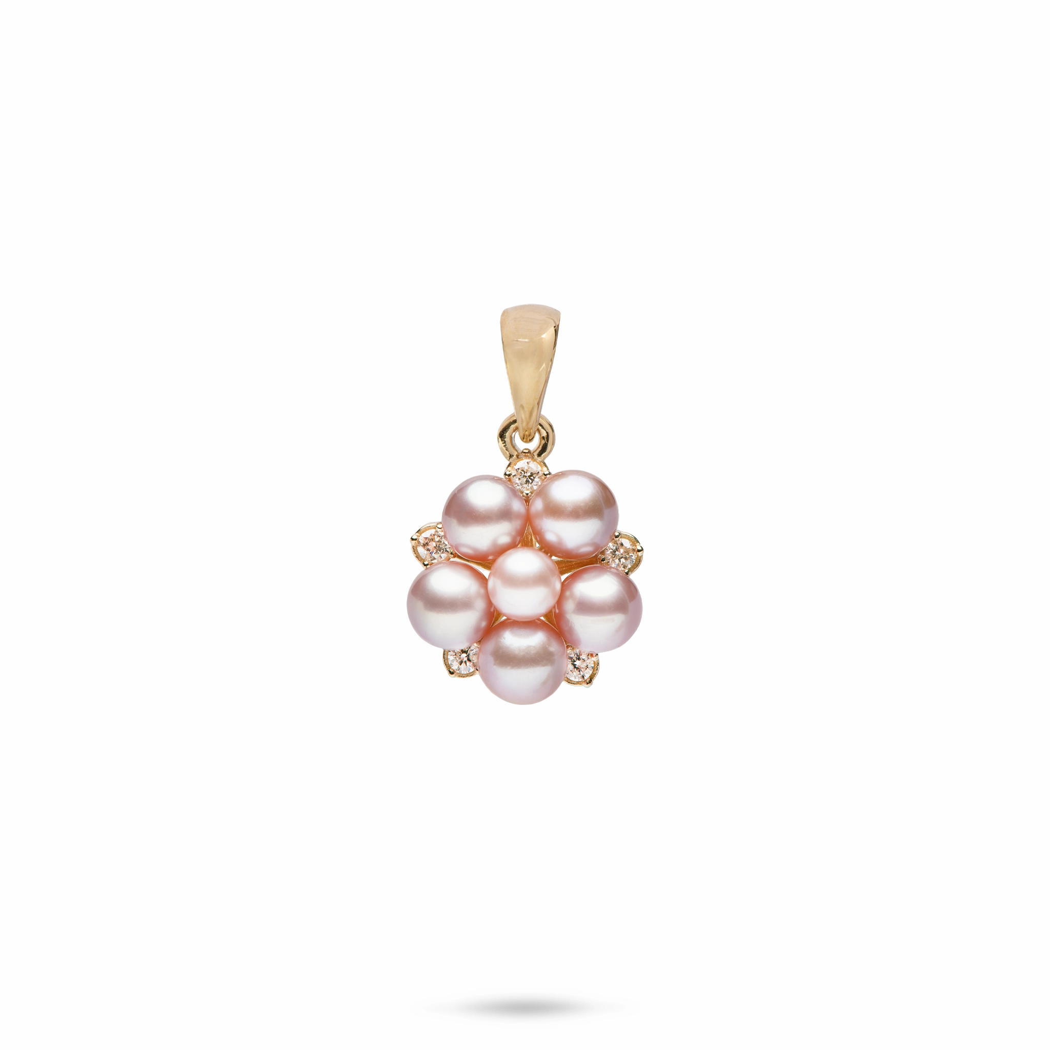 Structured Design Shine Appeal Tiny Bubbles Lavender Freshwater Pearl Pendant in Gold with Diamonds