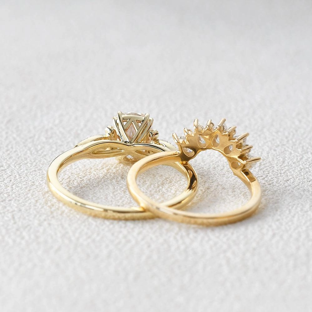 2ct Cushion Cut Moissanite Vintage Ring Set 2pcs Timeless Spark