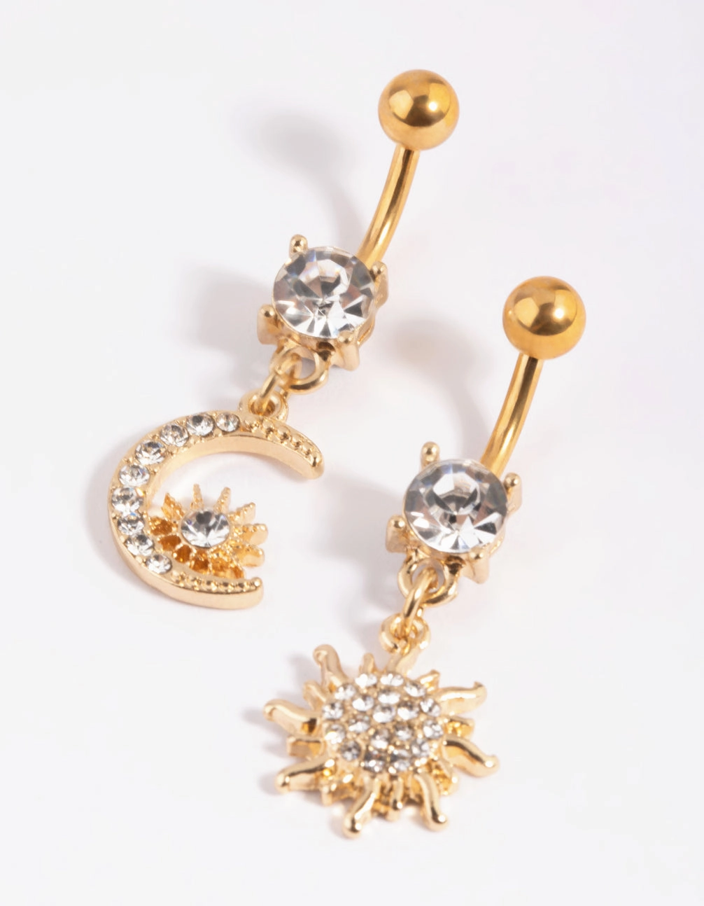 Gold Plated Surgical Steel Moon Belly Bar Pack Shining Craft Distinctive Piece