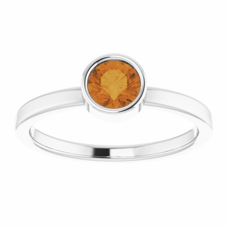 14K White 5 mm Natural Citrine Ring Chic Art