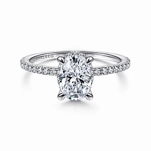 Hart - 14K White Gold Hidden Halo Oval Diamond Engagement Ring Amazing Jewelry