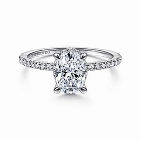 Effortless Touch Hart - 14K White Gold Hidden Halo Oval Diamond Engagement Ring