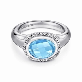 Glistening Accent Accent Piece 925 Sterling Silver Bujukan Blue Topaz Signet Ring