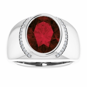 14K White Natural Mozambique Garnet & 1/8 CTW Natural Diamond Ring Stylish Ornament Eternal Product