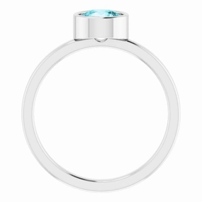 Platinum 6 mm Natural Blue Zircon Ring Refined Flow