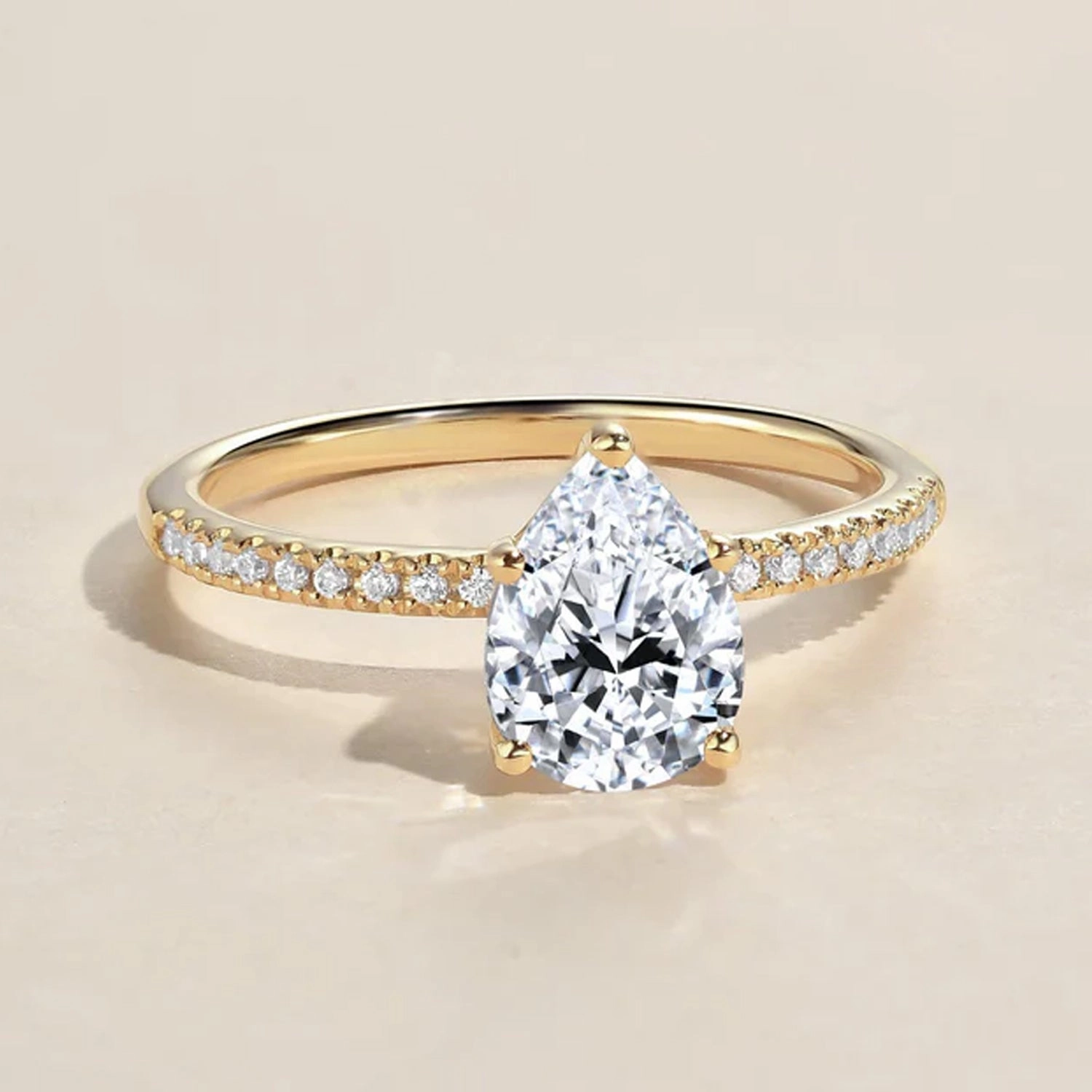 1.5ct Pear Shaped Moissanite Pave Classic Solitaire Ring Modern Insignia Traditional Creation