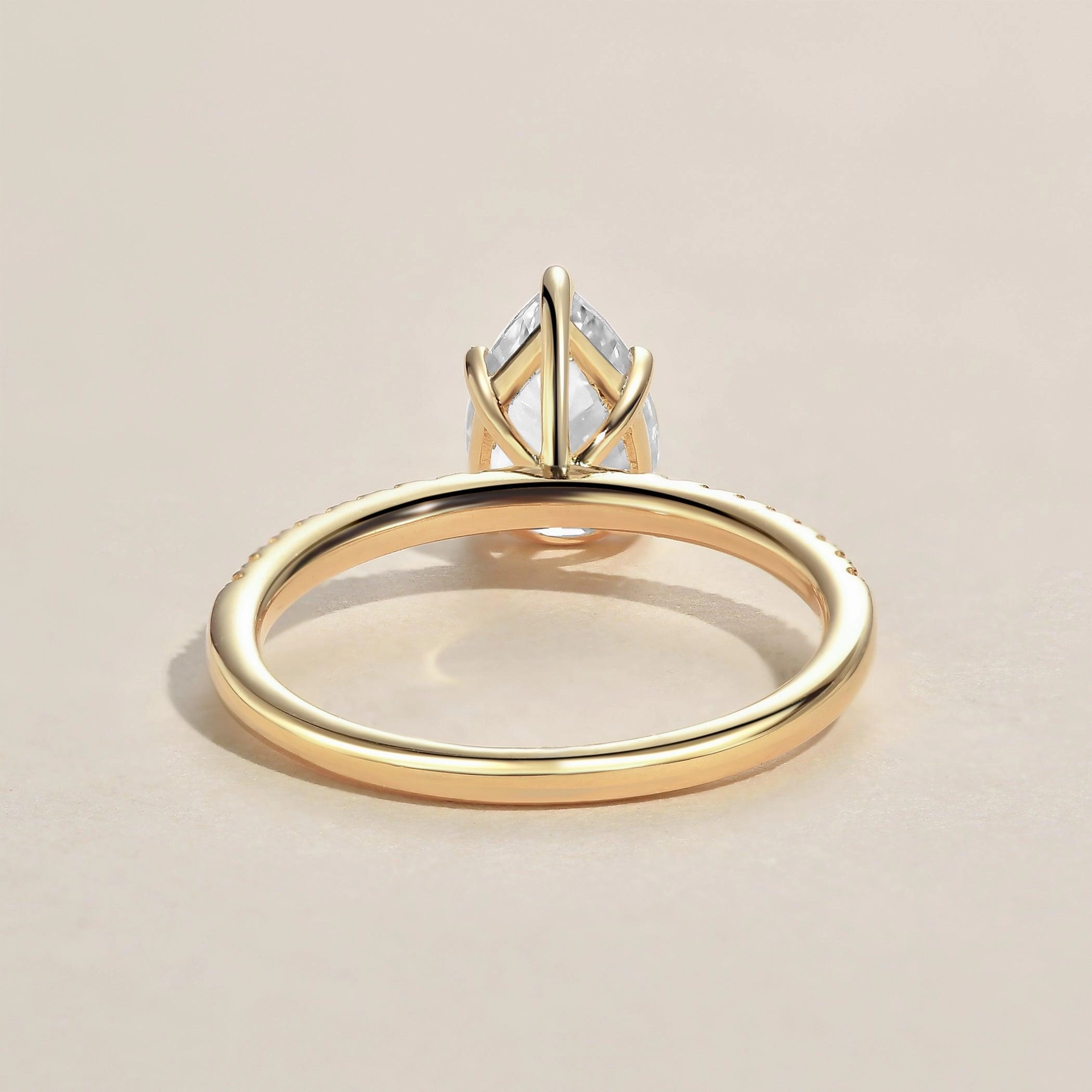 Superior Work 1.5ct Pear Shaped Moissanite Pave Classic Solitaire Ring