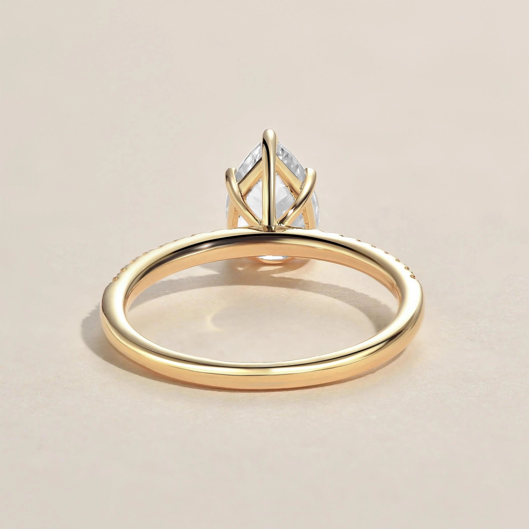 Classic Craftwork Luxury Design Pieces 1.5ct Pear Shaped Moissanite Pave Classic Solitaire Ring