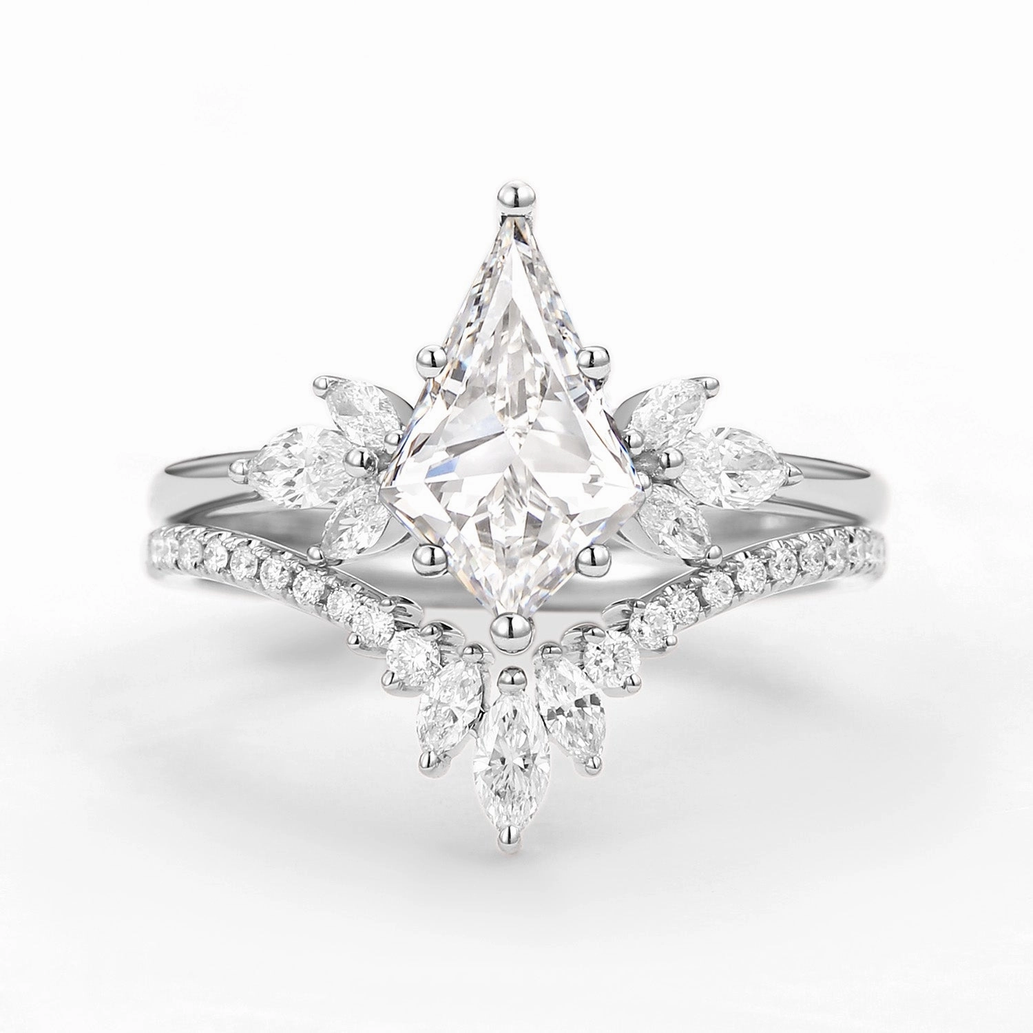 Chic Object Fairy Ring - Kite Cut Lab Grown Diamond Butterfly Engagement Ring Set 2pcs - Flutter