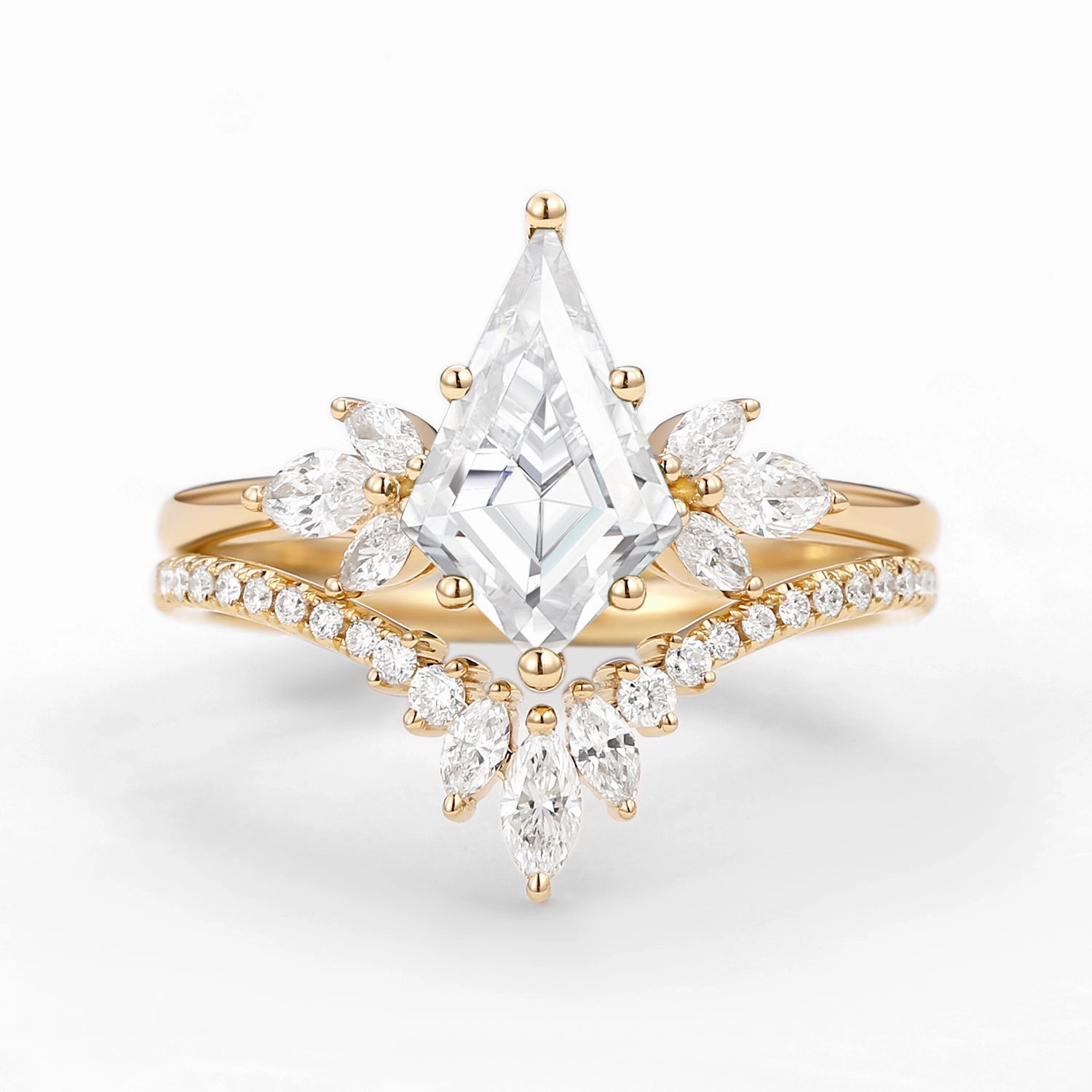 Fairy Ring - Kite Cut Moissanite Butterfly Engagement Ring Set 2pcs Gifting Vibes