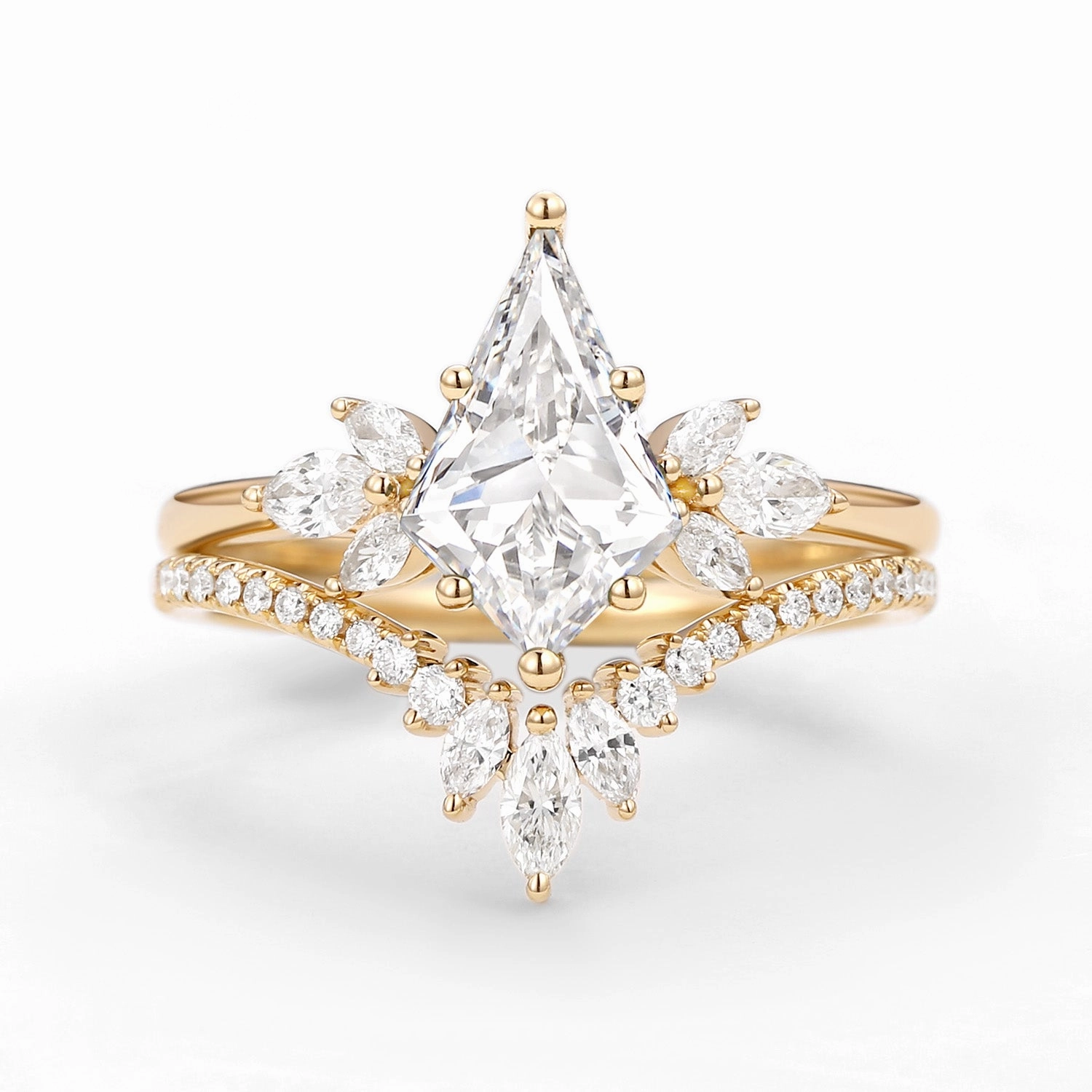 Fairy Ring - Kite Cut Moissanite Butterfly Engagement Ring Set 2pcs Display Model Iconic Gift