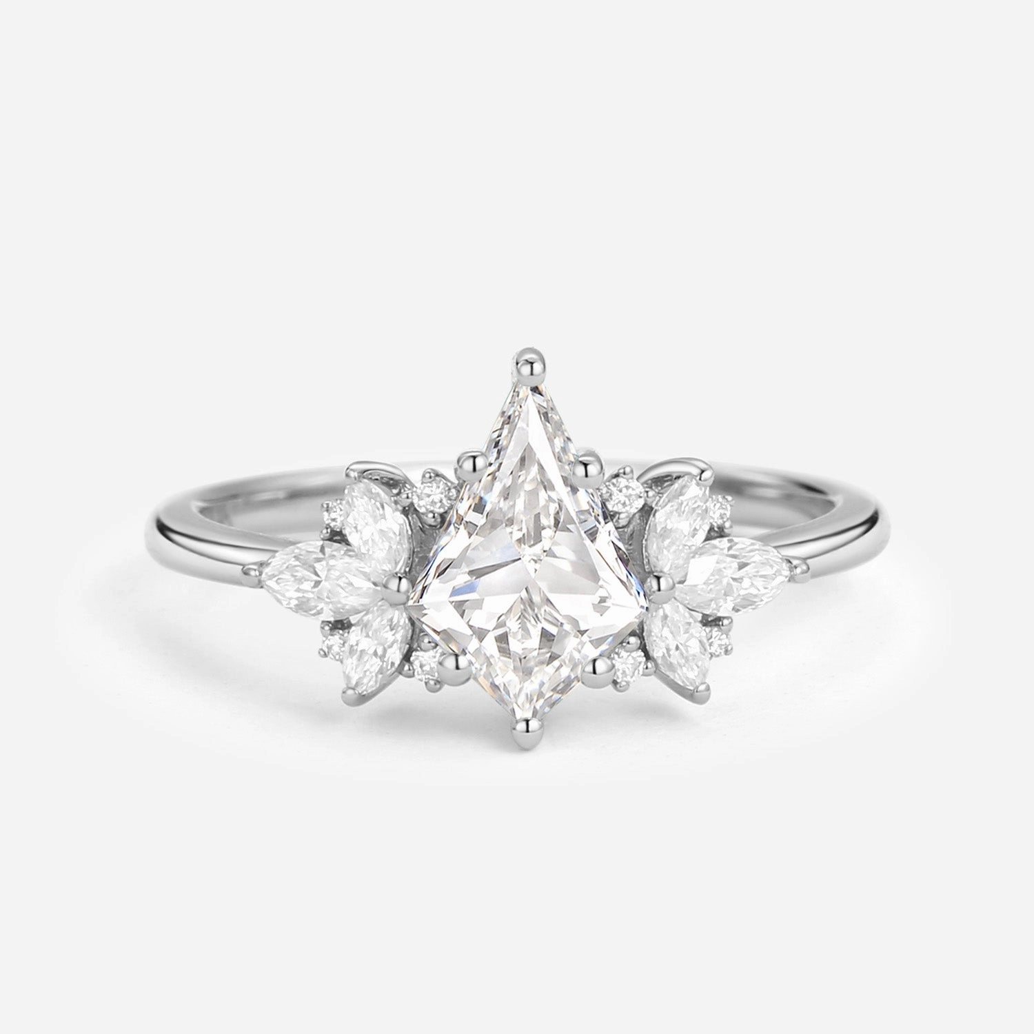 Fairy Ring - Kite Lab Grown Diamond Butterfly Engagement Ring - Morpho Pearlescent Finish