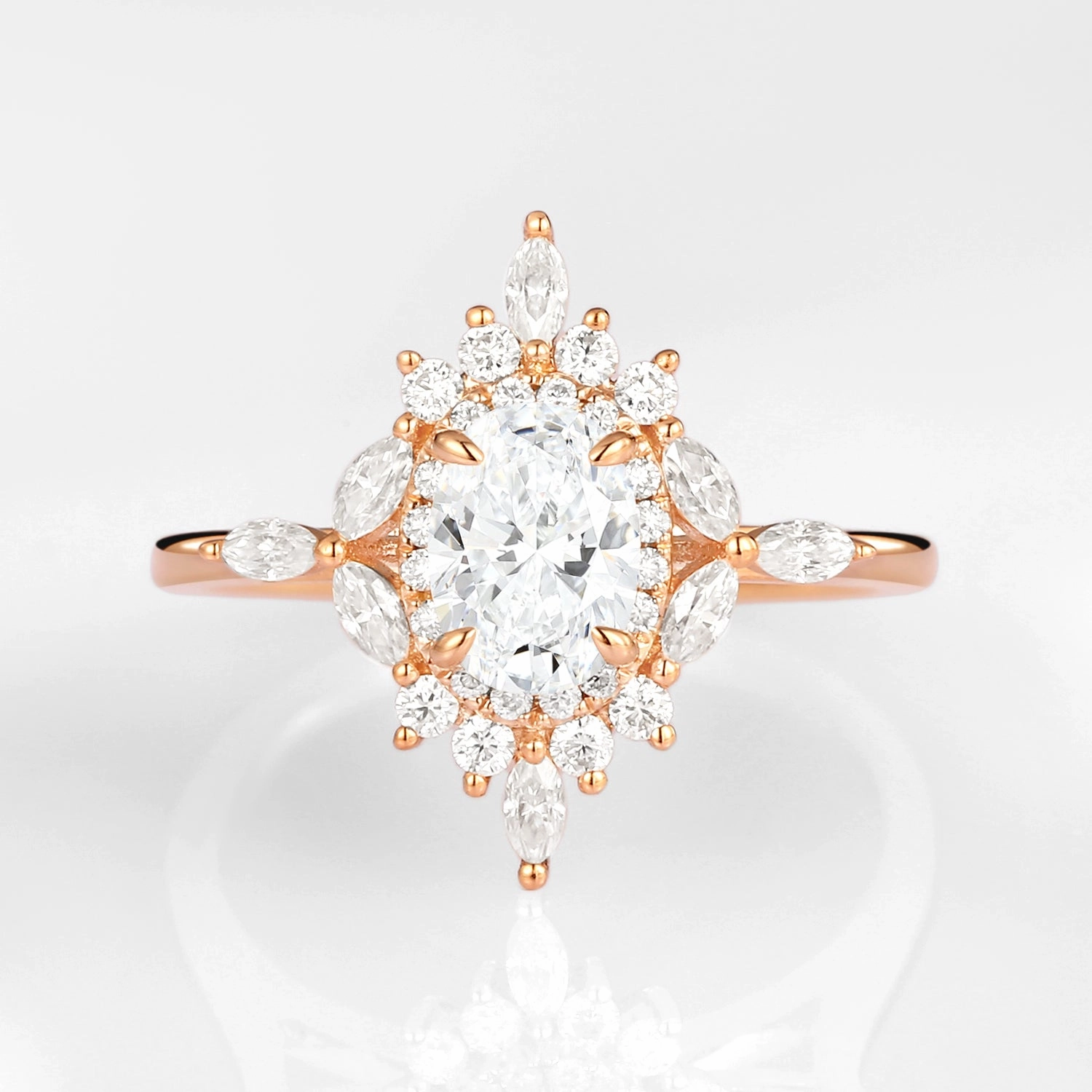 1.0ct Oval Floral Vintage Lab Grown Diamond Engagement Ring Minimalist Look