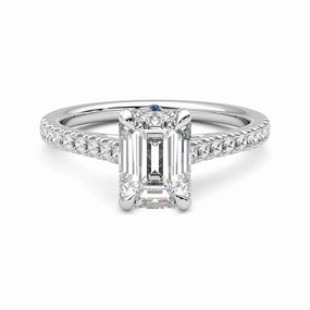 Emerald Cut Moissanite Engagement Ring with Hidden Anniversary Stone and Pav?? Accents Ethereal Form