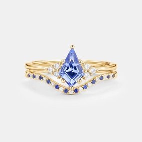 Kite Lab Cornflower Sapphire Curve Engagement Ring Set 2pcs - Lane Elegant accessory