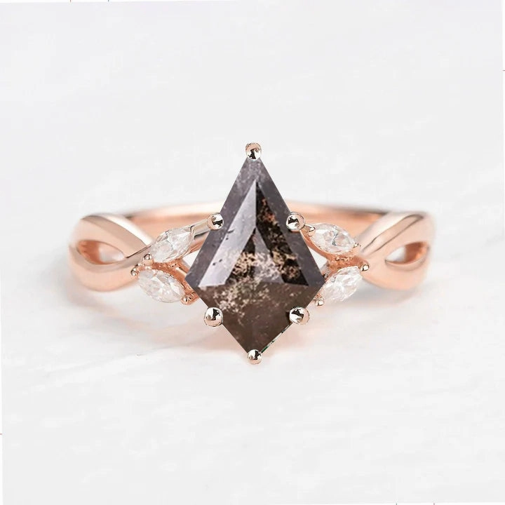 Salt and Pepper Diamonds Infinity Engagement Ring Crisp Look