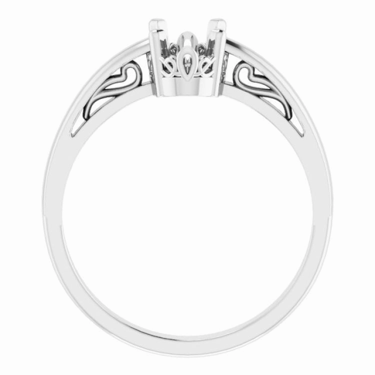 10K White 7x5 mm Oval Scroll Setting? Solitaire Ring Mounting Timeless Contour