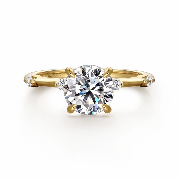 Accent Piece Frances - 14K Yellow Gold Round Diamond Engagement Ring