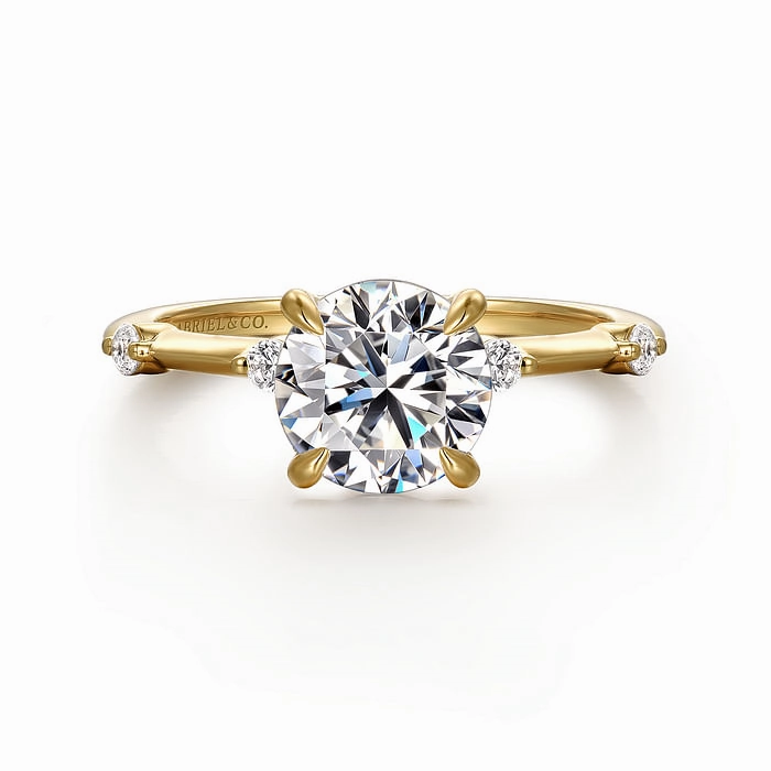 Frances - 14K Yellow Gold Round Diamond Engagement Ring Handcrafted Symbol