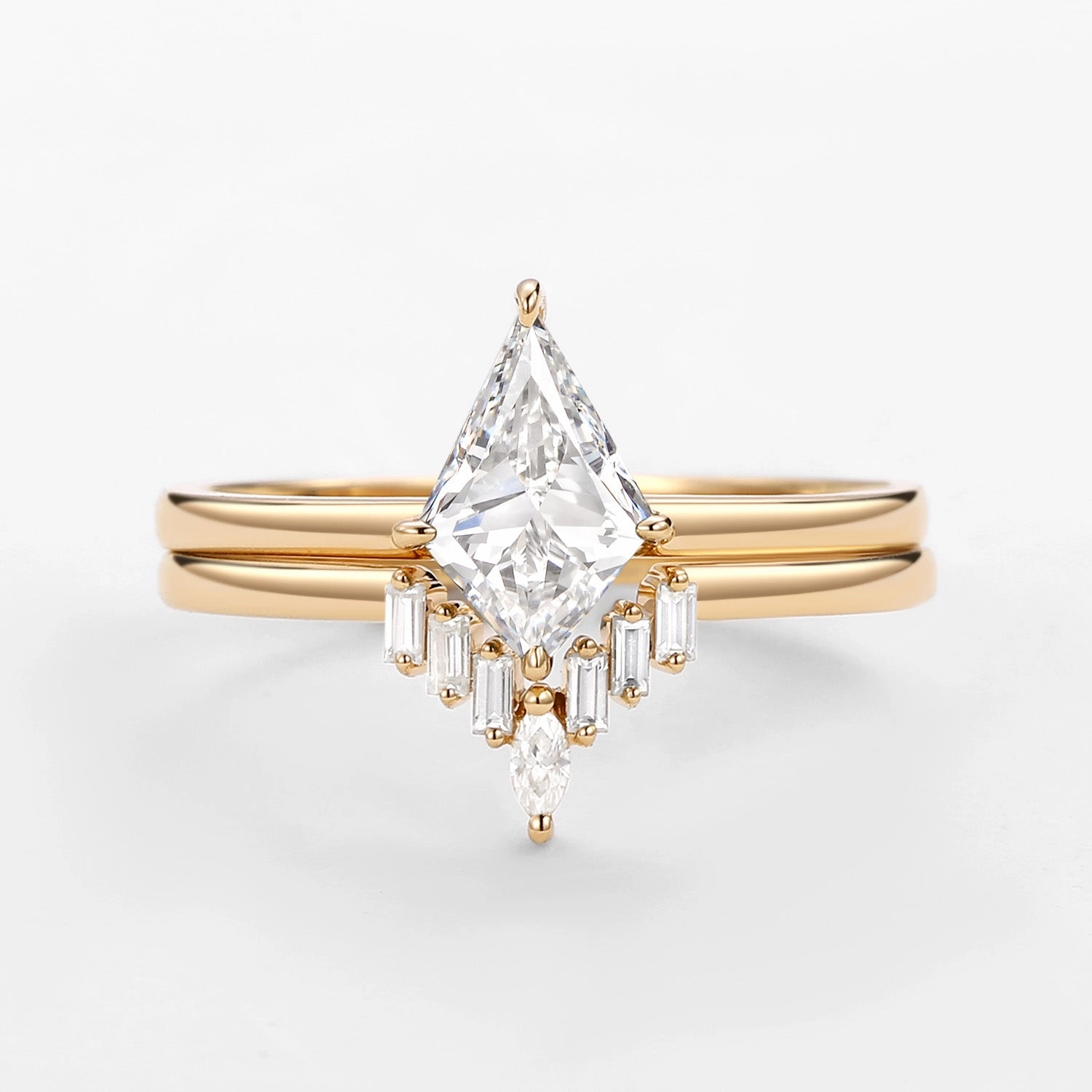 Low-Cost Art Art Deco Lab Grown Diamond Ring Kite Cut Set 2pcs - Cielo