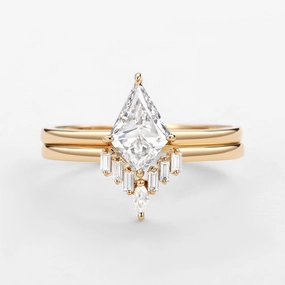 Low-Cost Art Art Deco Lab Grown Diamond Ring Kite Cut Set 2pcs - Cielo