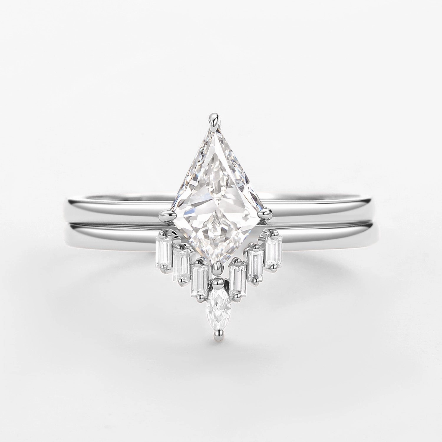 Quality item Lab Grown Diamond Ring Kite Cut Set 2pcs - Cielo