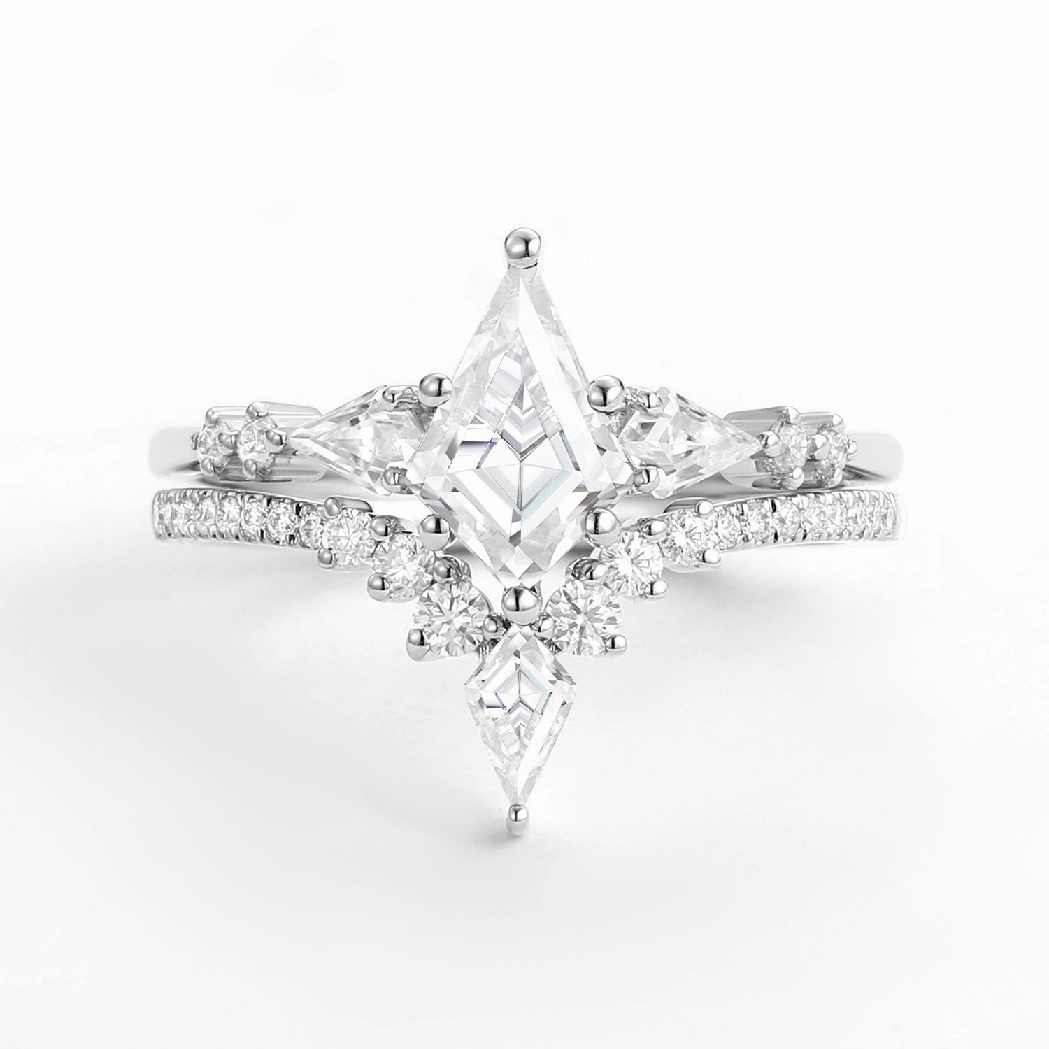 Twin Flames - Women Kite Moissanite Wedding Ring Sets 2pcs Processed Item