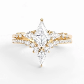 Stylish Flow Timeless Trend Twin Flames - Women Kite Moissanite Wedding Ring Sets 2pcs